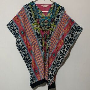 Shore Drive Colorful Patterned Beachy Cover UpPoncho Style